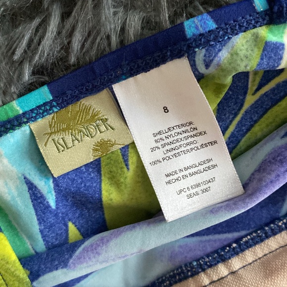 Islander tropical palm leaves print navy swim top - Picture 14 of 17